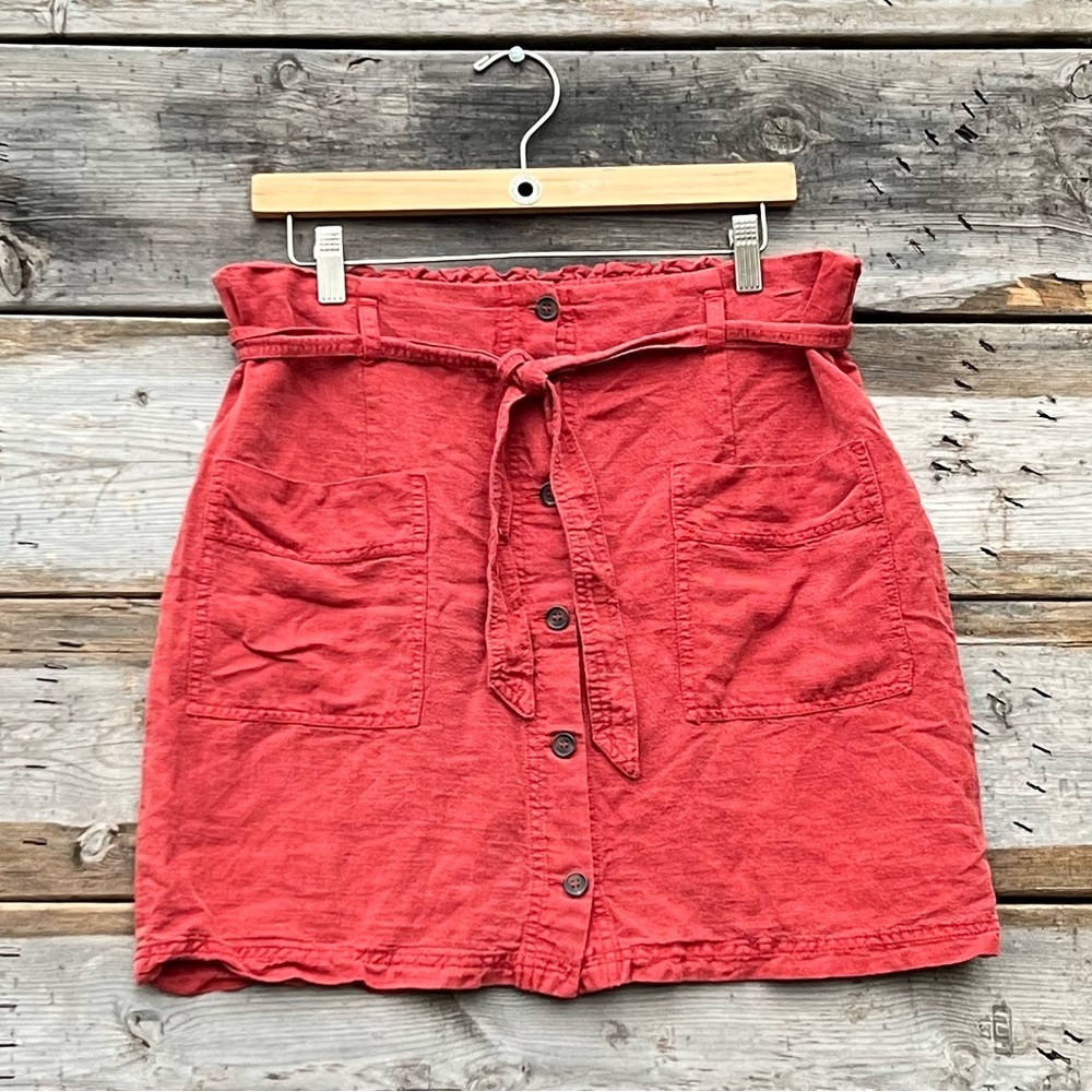 C&C California Linen and Lyocell Blend Paperbag Waist Tie Skirt Size Medium